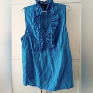 Lane Bryant Blue Bright Turquoise Ruffle Top Blouse Size 18